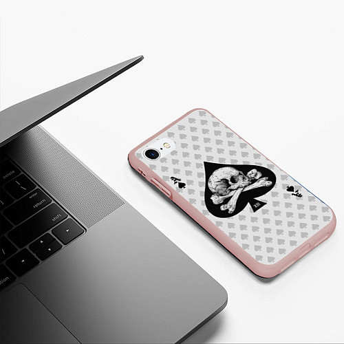 Чехол iPhone 7/8 матовый Смертельный туз / 3D-Светло-розовый – фото 3