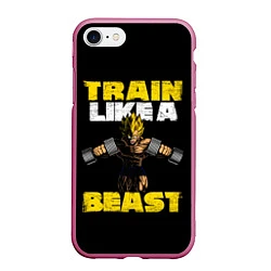 Чехол iPhone 7/8 матовый Train Like a Beast, цвет: 3D-малиновый