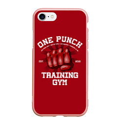 Чехол iPhone 7/8 матовый One Punch Gym, цвет: 3D-светло-розовый