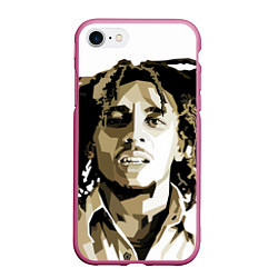 Чехол iPhone 7/8 матовый Bob Marley: Mono, цвет: 3D-малиновый