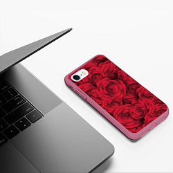Чехол iPhone 7/8 матовый Красные розы, цвет: 3D-малиновый — фото 2