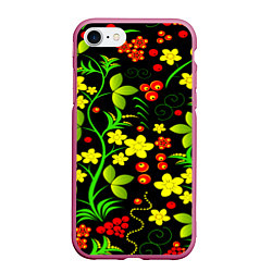 Чехол iPhone 7/8 матовый Natural flowers, цвет: 3D-малиновый