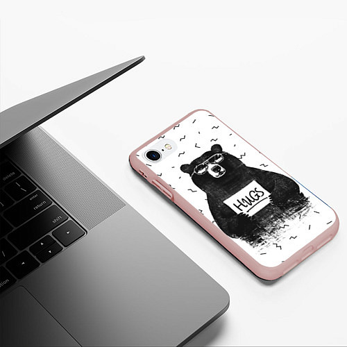 Чехол iPhone 7/8 матовый Bear Hugs / 3D-Светло-розовый – фото 3