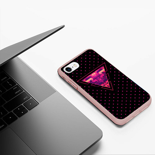 Чехол iPhone 7/8 матовый Треугольная геометрия / 3D-Светло-розовый – фото 3