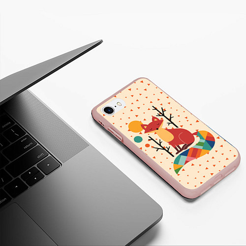 Чехол iPhone 7/8 матовый Осенняя лисичка / 3D-Светло-розовый – фото 3