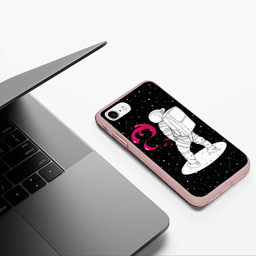 Чехол iPhone 7/8 матовый Космическая струя / 3D-Светло-розовый – фото 3