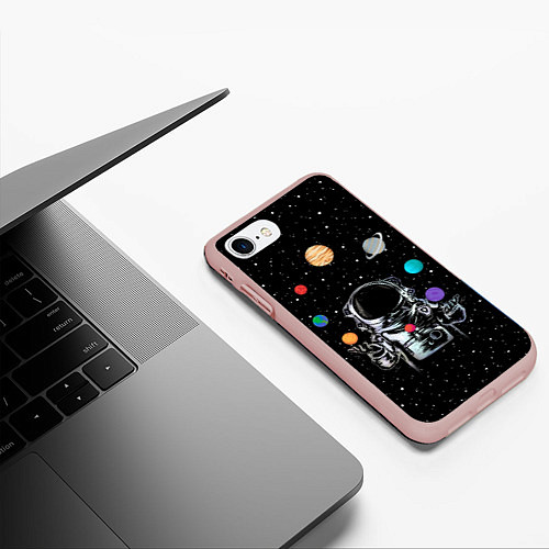 Чехол iPhone 7/8 матовый Космический жонглер / 3D-Светло-розовый – фото 3