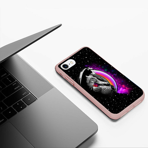 Чехол iPhone 7/8 матовый Космический кот / 3D-Светло-розовый – фото 3
