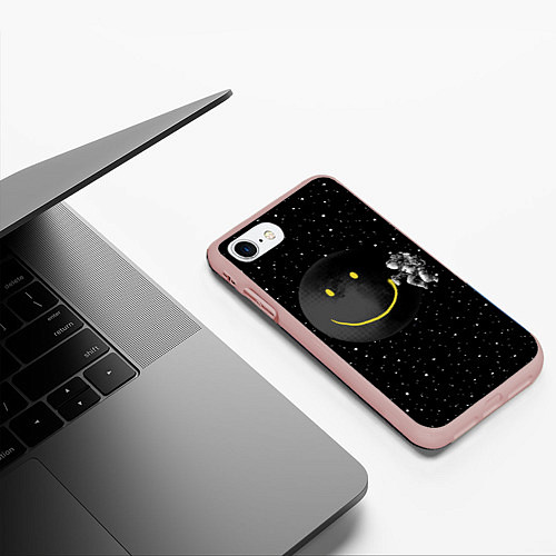 Чехол iPhone 7/8 матовый Лунная улыбка / 3D-Светло-розовый – фото 3