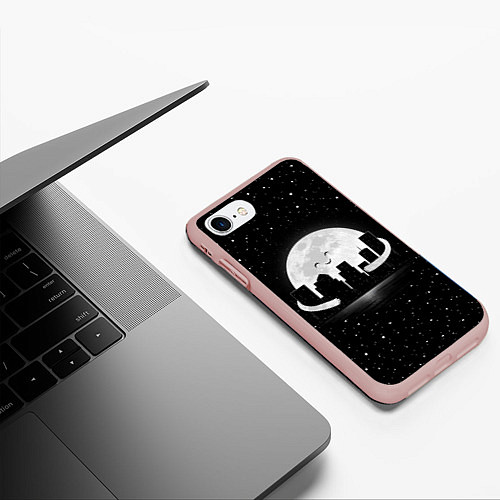 Чехол iPhone 7/8 матовый Лунные объятия / 3D-Светло-розовый – фото 3