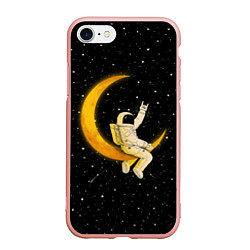 Чехол iPhone 7/8 матовый Лунный наездник, цвет: 3D-светло-розовый