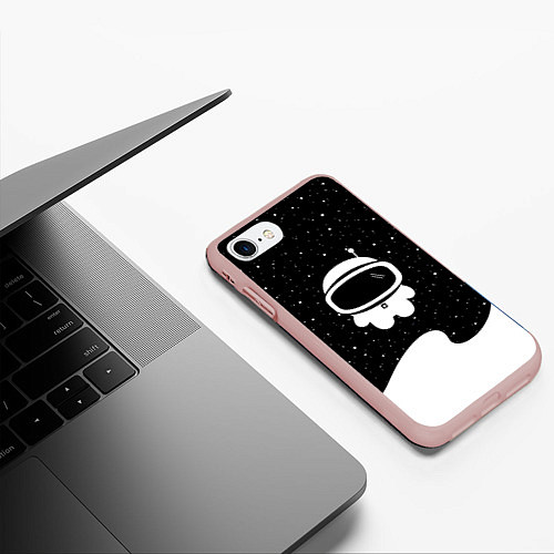Чехол iPhone 7/8 матовый Маленький космонавт / 3D-Светло-розовый – фото 3