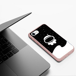 Чехол iPhone 7/8 матовый Маленький космонавт, цвет: 3D-светло-розовый — фото 2