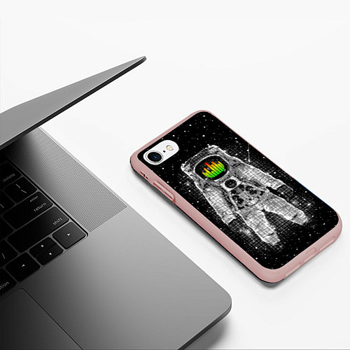 Чехол iPhone 7/8 матовый Музыкальный космонавт / 3D-Светло-розовый – фото 3
