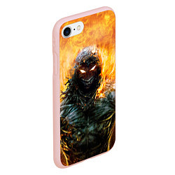 Чехол iPhone 7/8 матовый Disturbed: Monster Flame, цвет: 3D-светло-розовый — фото 2