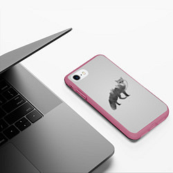 Чехол iPhone 7/8 матовый Лесная лиса, цвет: 3D-малиновый — фото 2