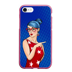 Чехол iPhone 7/8 матовый Pop Art Girl, цвет: 3D-малиновый