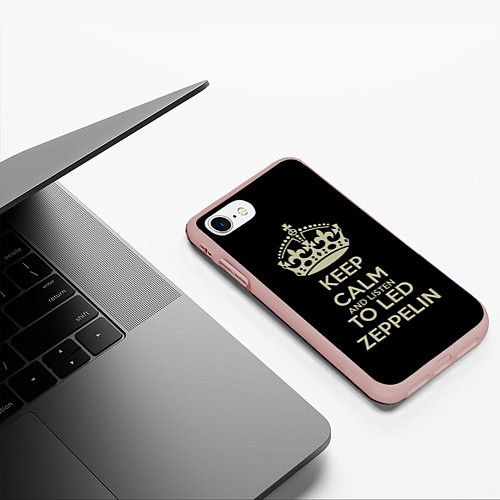 Чехол iPhone 7/8 матовый Keep Calm & Led Zeppelin / 3D-Светло-розовый – фото 3