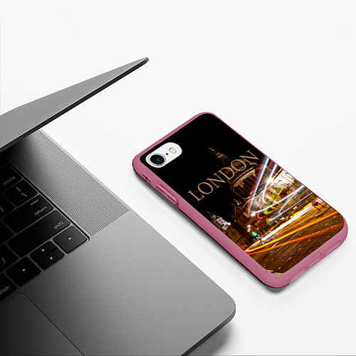 Чехол iPhone 7/8 матовый Улицы Лондона / 3D-Малиновый – фото 3