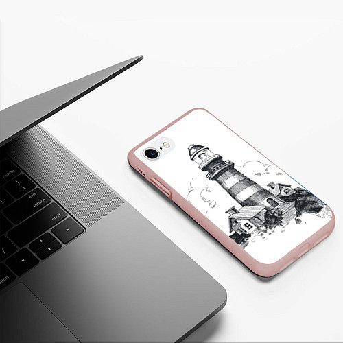 Чехол iPhone 7/8 матовый Маяк / 3D-Светло-розовый – фото 3