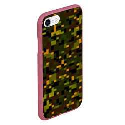 Чехол iPhone 7/8 матовый Камуфляж пиксельный: хаки, цвет: 3D-малиновый — фото 2