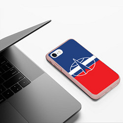 Чехол iPhone 7/8 матовый Флаг космический войск РФ, цвет: 3D-светло-розовый — фото 2