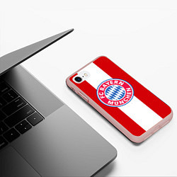Чехол iPhone 7/8 матовый Bayern FC: Red line, цвет: 3D-светло-розовый — фото 2