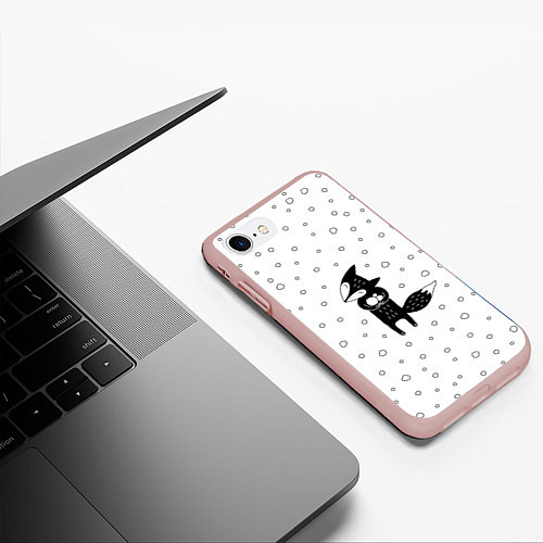 Чехол iPhone 7/8 матовый Милый лисенок / 3D-Светло-розовый – фото 3