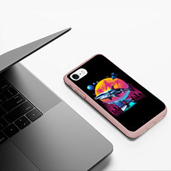 Чехол iPhone 7/8 матовый Ретро акула, цвет: 3D-светло-розовый — фото 2