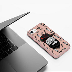 Чехол iPhone 7/8 матовый Барбер Борода, цвет: 3D-светло-розовый — фото 2
