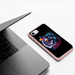 Чехол iPhone 7/8 матовый Ретро тигр, цвет: 3D-светло-розовый — фото 2