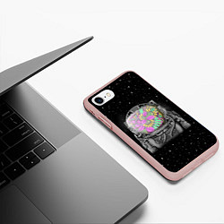 Чехол iPhone 7/8 матовый Цветочный астонавт, цвет: 3D-светло-розовый — фото 2