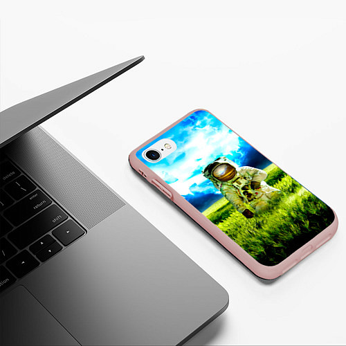 Чехол iPhone 7/8 матовый Первый на Земле / 3D-Светло-розовый – фото 3