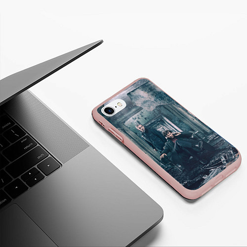 Чехол iPhone 7/8 матовый Шерлок и Ватсон / 3D-Светло-розовый – фото 3