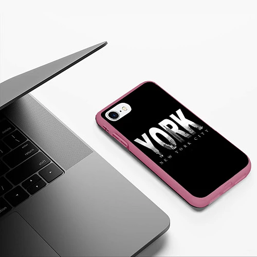 Чехол iPhone 7/8 матовый New York City / 3D-Малиновый – фото 3