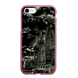 Чехол iPhone 7/8 матовый Dark Kremlin, цвет: 3D-малиновый