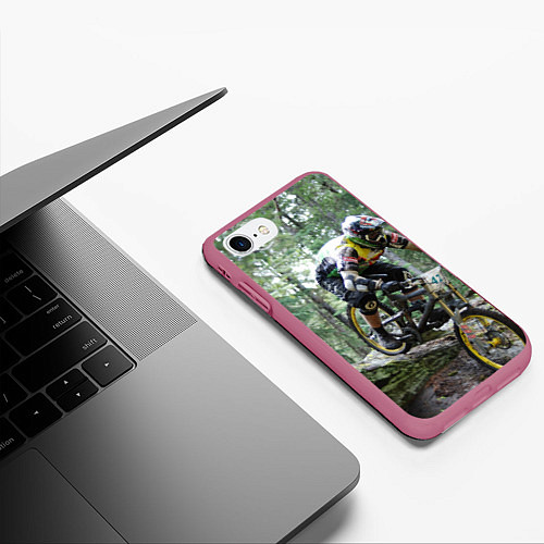 Чехол iPhone 7/8 матовый Велоспорт гонка / 3D-Малиновый – фото 3