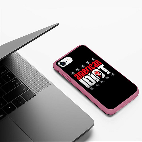 Чехол iPhone 7/8 матовый Green Day: American idiot / 3D-Малиновый – фото 3