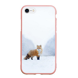 Чехол iPhone 7/8 матовый Лиса на снегу, цвет: 3D-светло-розовый