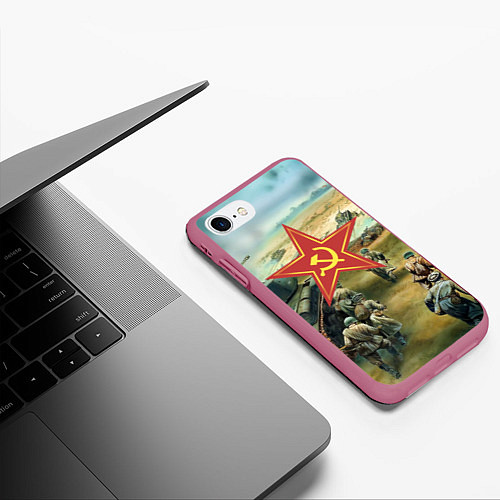 Чехол iPhone 7/8 матовый Наступление советской армии / 3D-Малиновый – фото 3