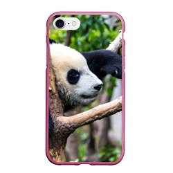 Чехол iPhone 7/8 матовый Бамбуковый медведь, цвет: 3D-малиновый