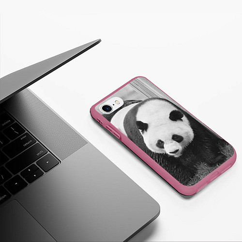 Чехол iPhone 7/8 матовый Большая панда / 3D-Малиновый – фото 3