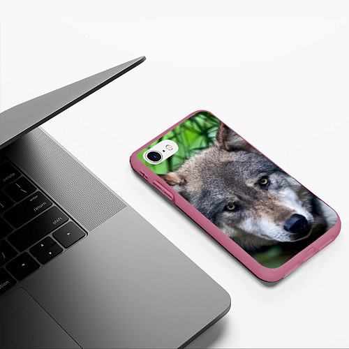 Чехол iPhone 7/8 матовый Дикий хищник / 3D-Малиновый – фото 3