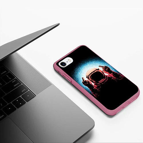 Чехол iPhone 7/8 матовый Spaceman / 3D-Малиновый – фото 3