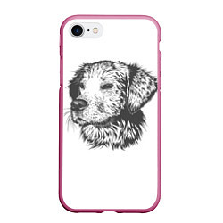 Чехол iPhone 7/8 матовый Собака: карандаш, цвет: 3D-малиновый