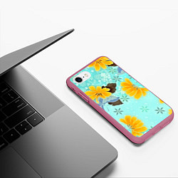 Чехол iPhone 7/8 матовый Цветочный узор, цвет: 3D-малиновый — фото 2