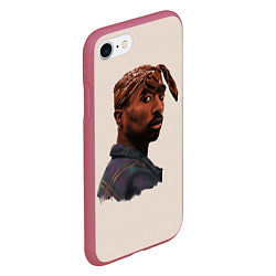 Чехол iPhone 7/8 матовый Tupac Shakur, цвет: 3D-малиновый — фото 2