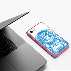 Чехол iPhone 7/8 матовый Космомакака, цвет: 3D-малиновый — фото 2
