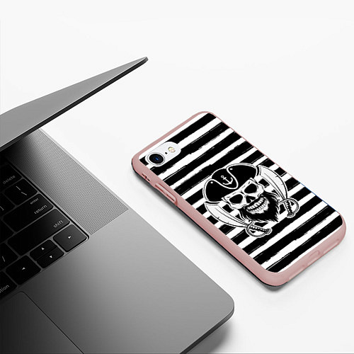 Чехол iPhone 7/8 матовый Тельняшка / 3D-Светло-розовый – фото 3