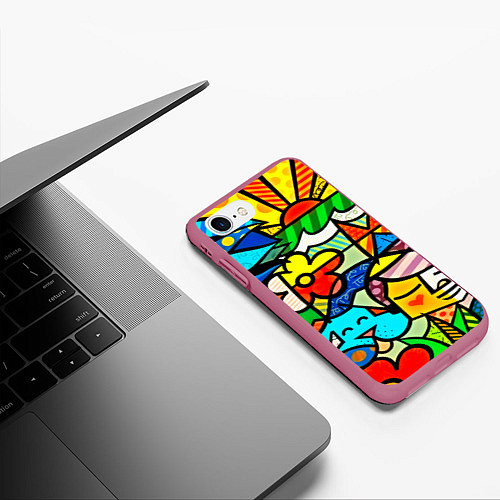 Чехол iPhone 7/8 матовый Картинка-мозаика / 3D-Малиновый – фото 3